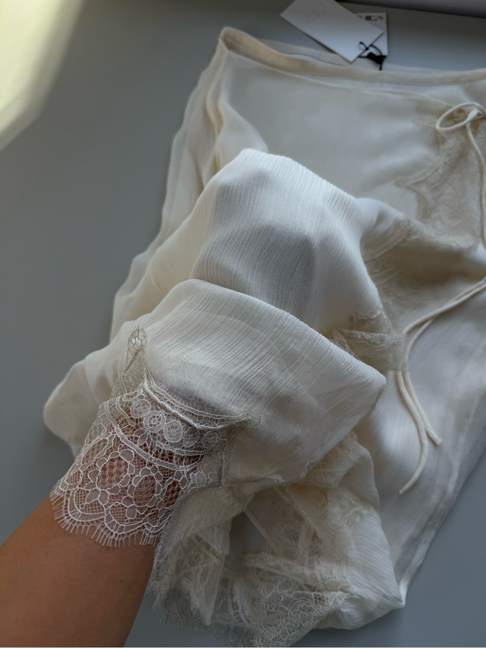 NWT Zara ZW Collection Lace Pareo Skirt Oyster-White, XS - Picture 10 of 15